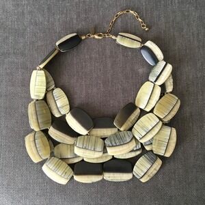 Chico's Rianna Multi Strand Statement Necklace Oblong Resin Beads‎